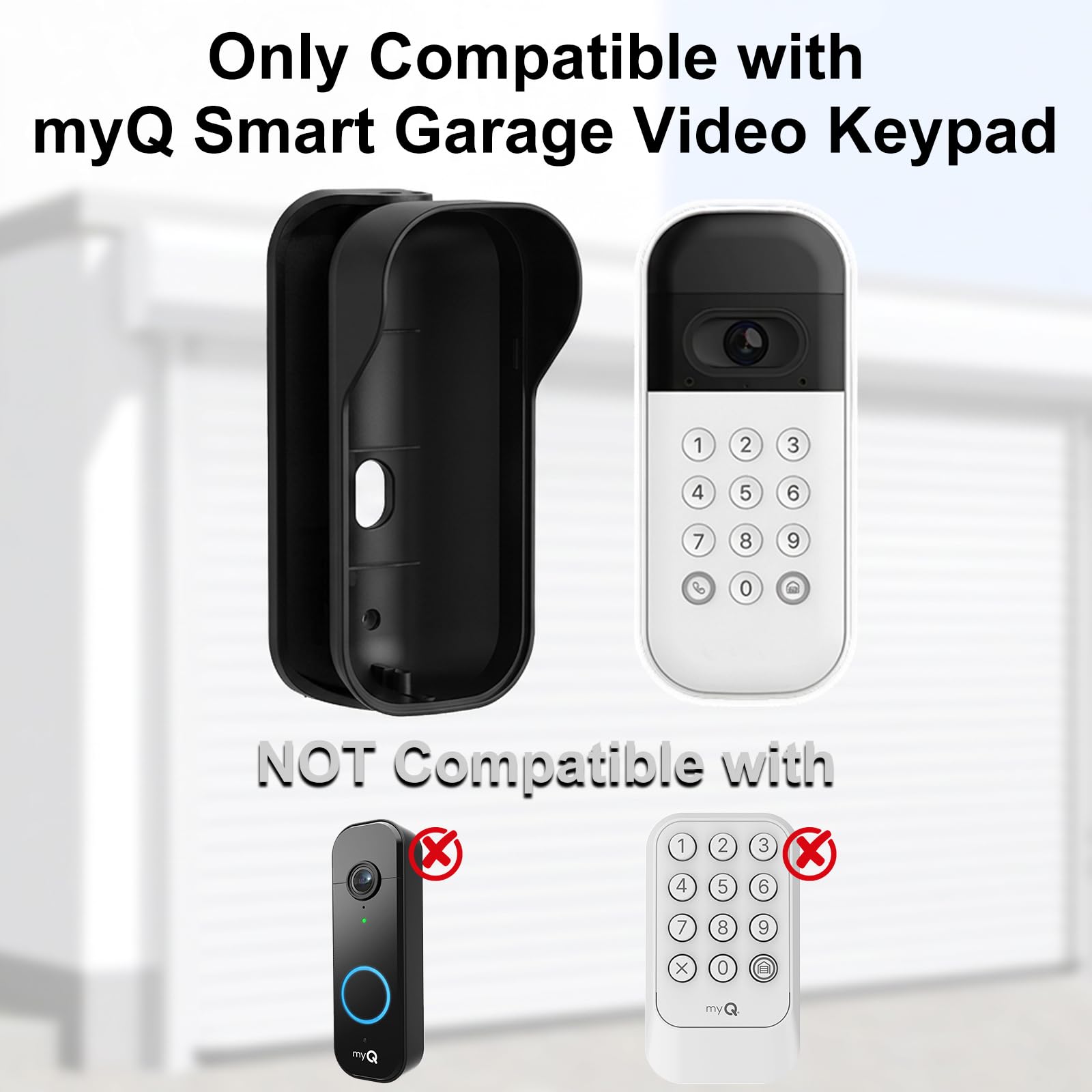 Swivel Mount for myQ Smart Garage Video Keypad, Weatherproof Angle Mounting Bracket for myQ, Left/Right Swivel for Wide Viewing Range (Video Keypad is NOT Included) (Black) - 2