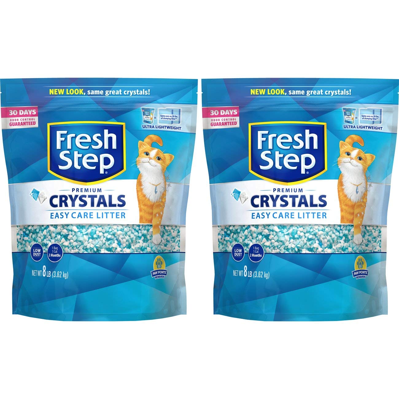 Fresh Step Crystals, Premium, Clumping Cat Litter, Scented, Two 8 Pound Bags