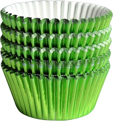100 piezas de papel para cupcakes para hornear, forros de papel de aluminio para hornear cupcakes (verde)