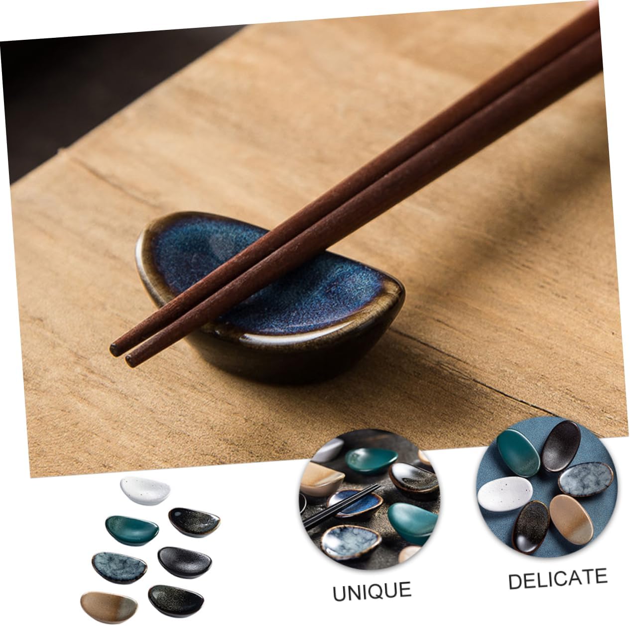 IMIKEYA 70pcs Ceramic Chopsticks Holders Japanese Style Chopstick Rests Porcelain Spoon Fork Racks for Home Dining Decor Random Colors Easy to Clean and Elegant Eating Environment