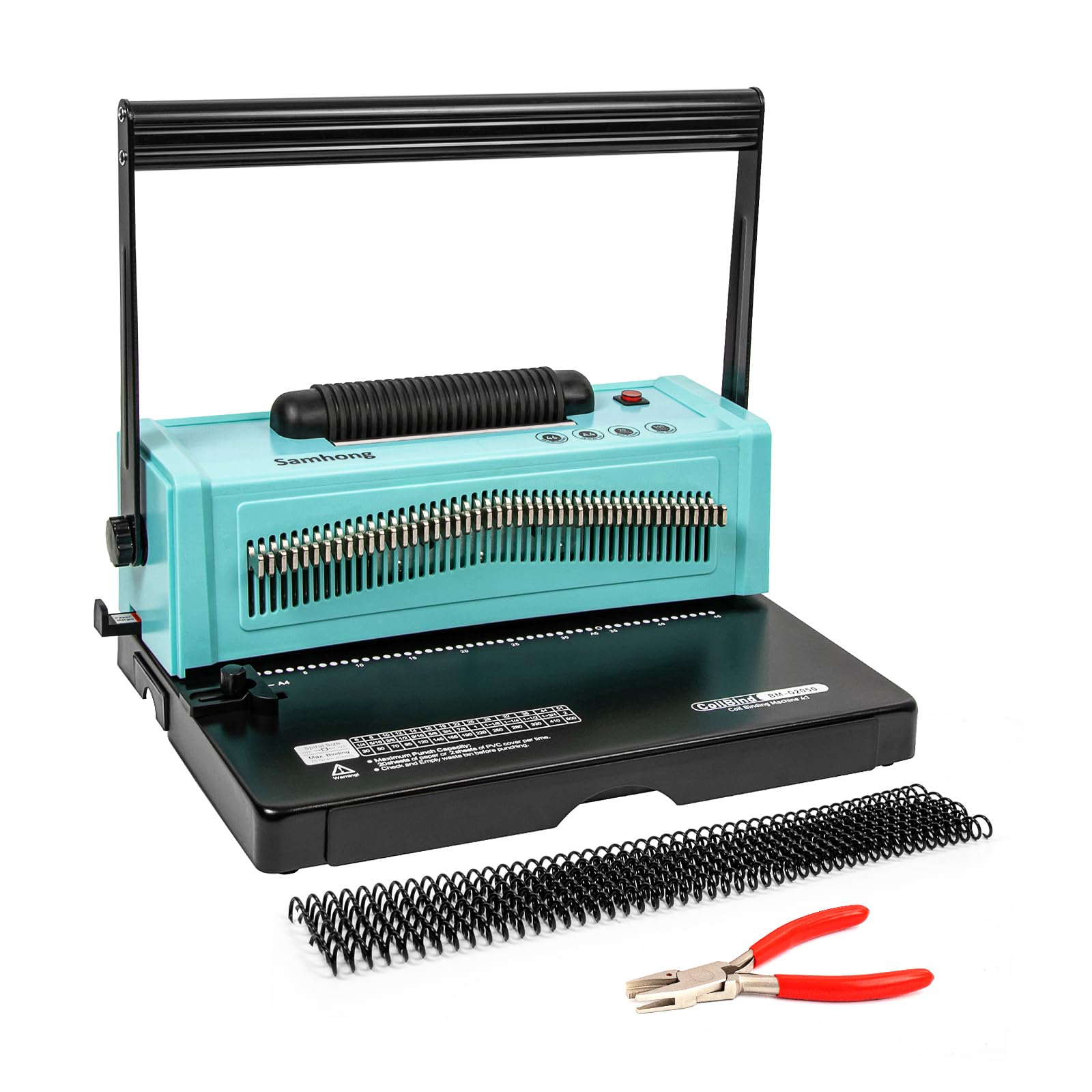 Photo 1 of SAMHONG Spiral Coil Binding Machine - Electric Coil Inserter & 20-Sheet Punch (Letter/A4/A5) | 46 Fully Disengaging Dies | Adjustable Margins | Bind up to 440 Sheets | Free Coil Spines & Plier
