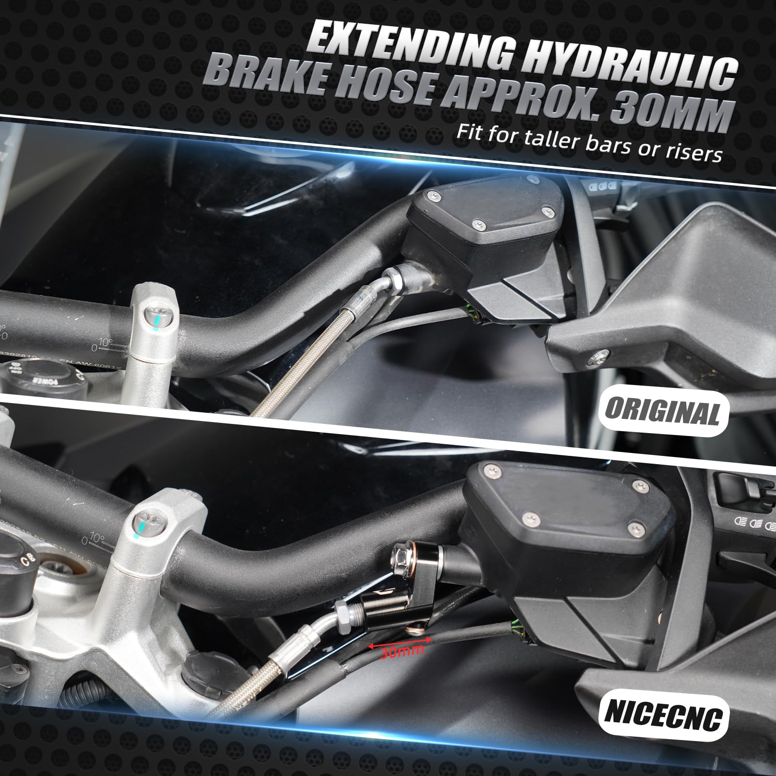NICECNC Estensione adattatore per tubo frizione idraulica compatibile con K1600B R1200GS Standard/Premium ABS, R1200R ABS 2013-2018, vedi montaggio, nero