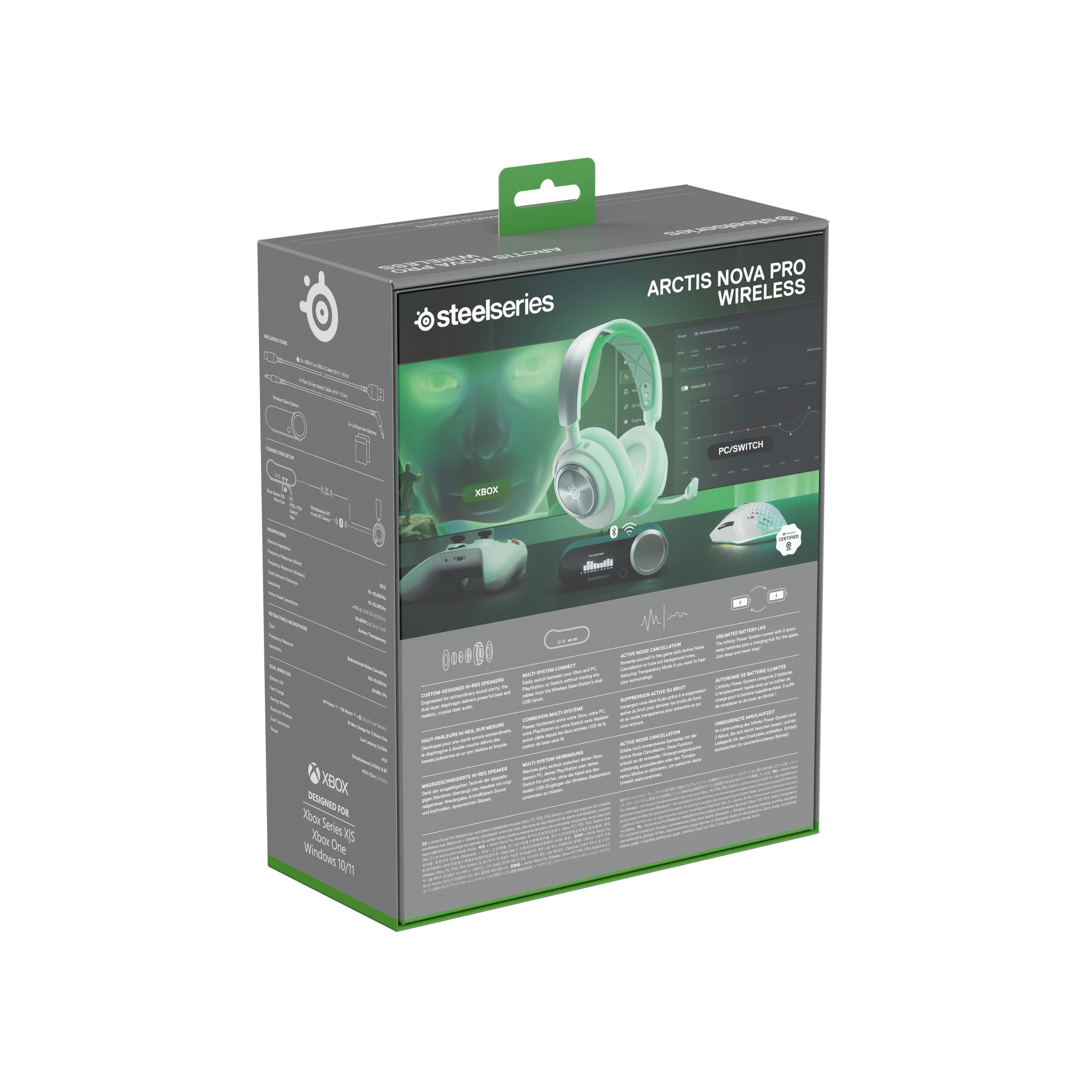 SteelSeries Arctis Nova Pro X Cuffie da gaming wireless multi-sistema driver magnetici al neodimio cancellazione attiva del rumore Infinity Power System Xbox PC PS5 Switch Mobile