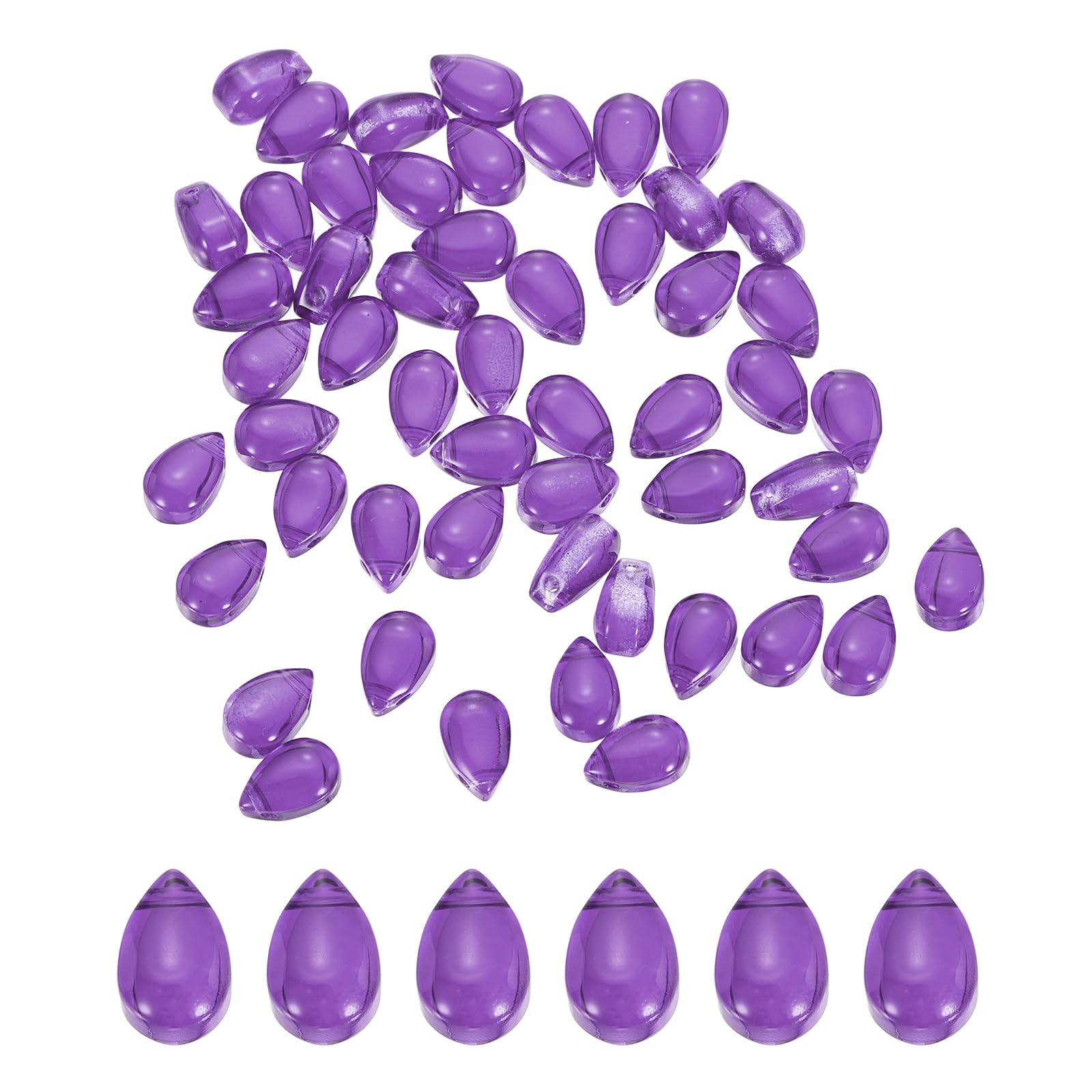 sourcing map 60 Pcs Teardrop Crystal Glass Beads, 6x9mm Teardrop Glass Charm Pendants Water Drop Beads Top Drilled for Jewelry Making DIY Craft Bracelets Necklace, Violet — image 1