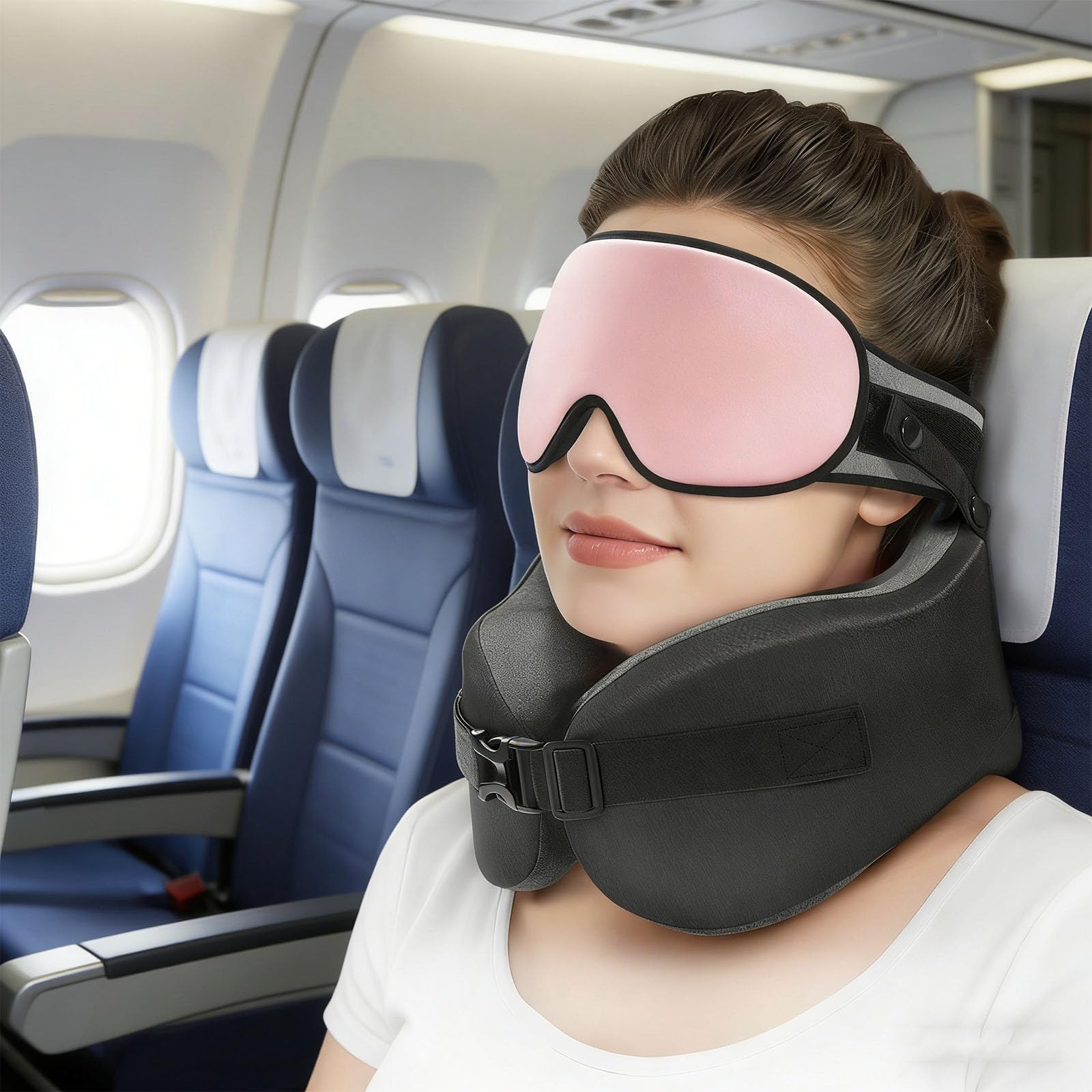 Almohada para Cuello, Espuma viscoelástica ultrasuave con Desmontable, cómoda Almohada para Cuello para Viajes Largos