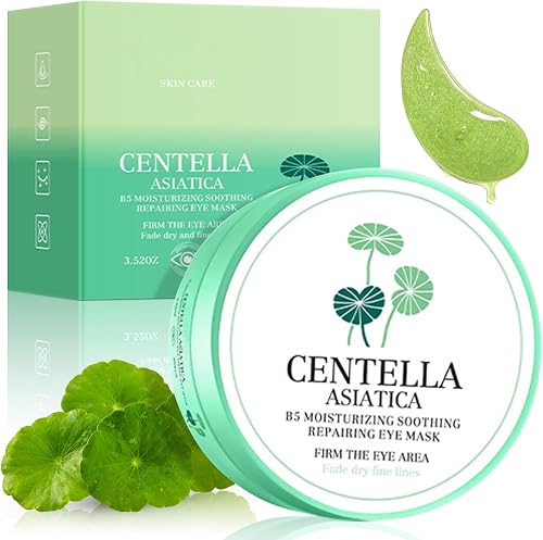 Centella Asiatica Under Eye Patches, 80 Pcs Eye Masks with Vitamin B5 for Dark Circles and Puffiness, Eye Gel Patches for Hydrating and Soothing, Improve Lines & Wrinkles, Skincare for Men & Women