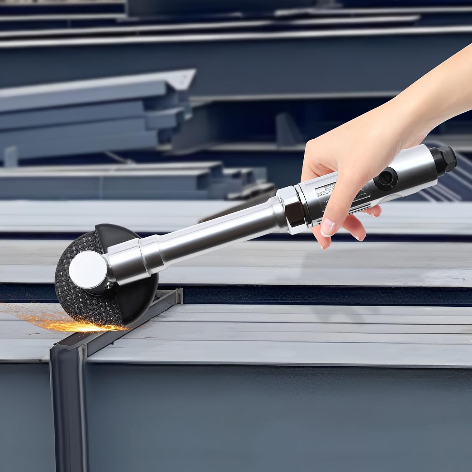 Long Handle Pneumatic Cut Off Tool 3-inch 18000RPM Air Cut-Off Tool Extended Cutting Tool (with 6 Cutting Blades)