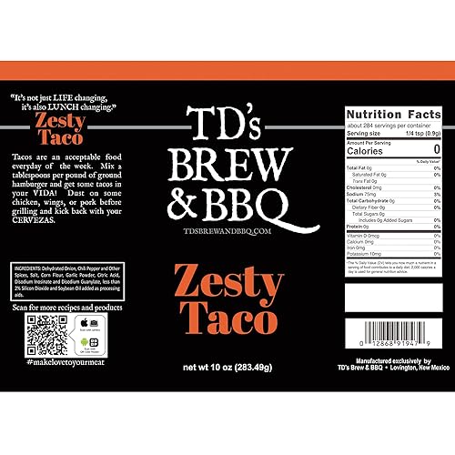 Miniatura 2 de TD's Brew & BBQ Zesty Taco Rub & Seasoning - BBQ Rub - Condimento para tacos - Estilo suroeste