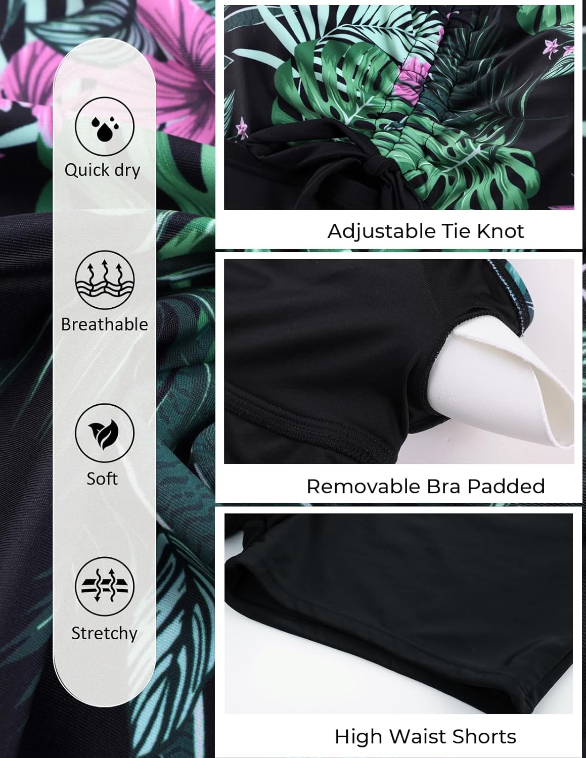 Hanna Nikole Womens Plus Size Tankini Swimdress Two Piece Tummy Control Flowy Swimsuit with Boyshorts