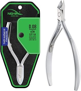 NGHIA Cuticle Nipper - D-08 JAW 14 | Stainless Steel | Durable and Sharp | Ergonomic Design | Grey Plated | Ideal for Salons and Home Use