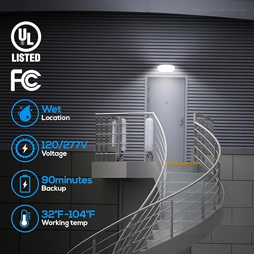 Miniatura 3 de LEONLITE Iluminación LED de emergencia, luz de emergencia de ubicación húmeda con batería de respaldo, luces de salida comerciales para negocios, 2