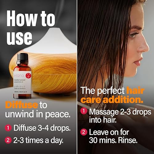 Miniatura 4 de H'ana - Aceite esencial de madera de cedro, días libres de estrés con cabello largo y suelto, aceite de madera de cedro de grado terapéutico puro