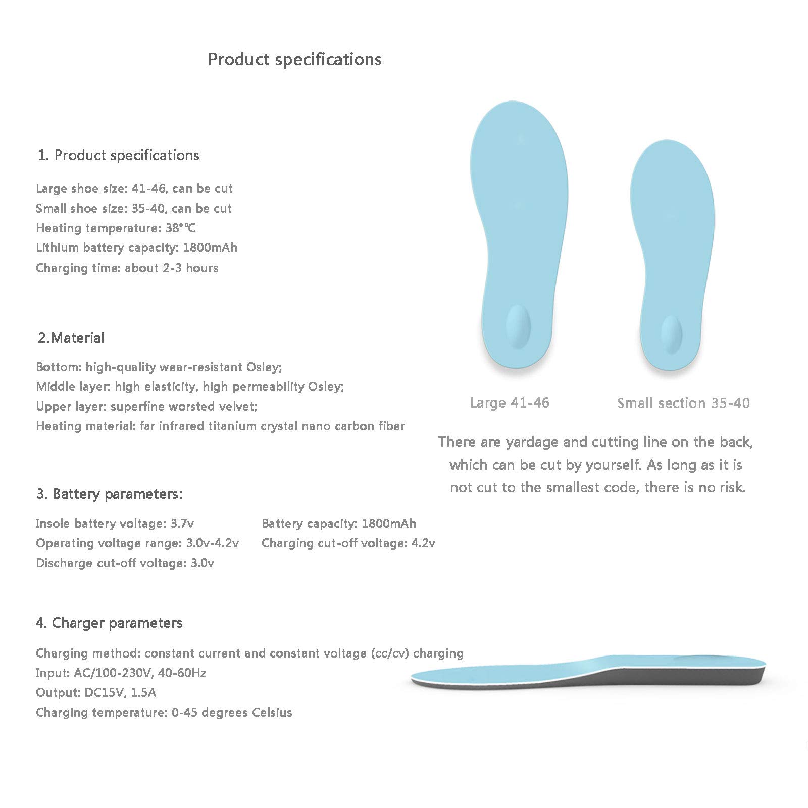 NANANA Solette Riscaldate Ricaricabili USB, Scaldapiedi Elettrico con Interruttore di Controllo, Scaldapiedi, Temperatura Costante 36 Gradi, Riscaldamento per Scarpe, 4-7 Ore di Calore,Male: 41~46