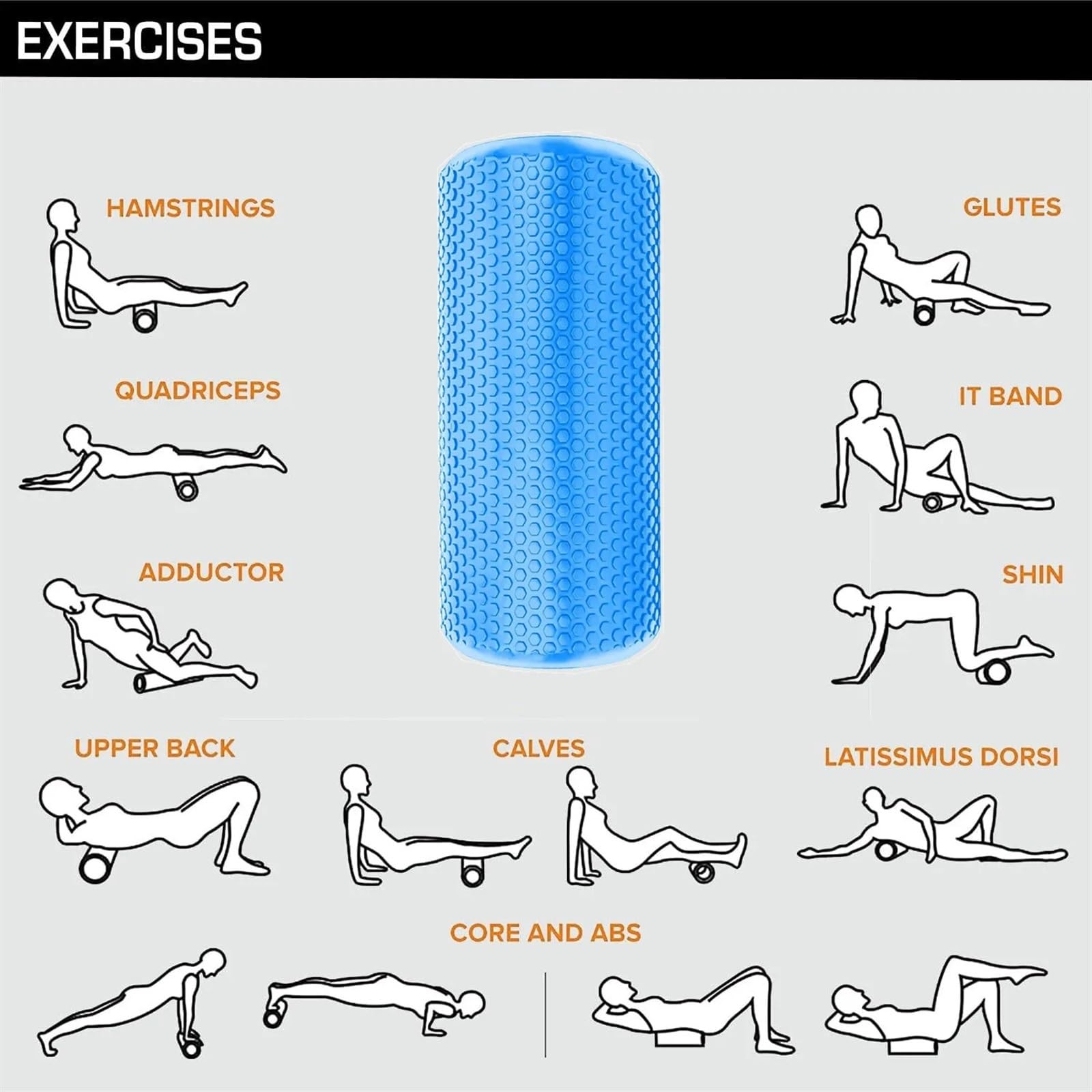 Rullo Massaggio Muscolare Strumento di automassaggio for Colonna di rulli muscolari Eva ad Alta densità da 18 Pollici / 45 cm for Attrezzature da Palestra for Yoga e Fitness