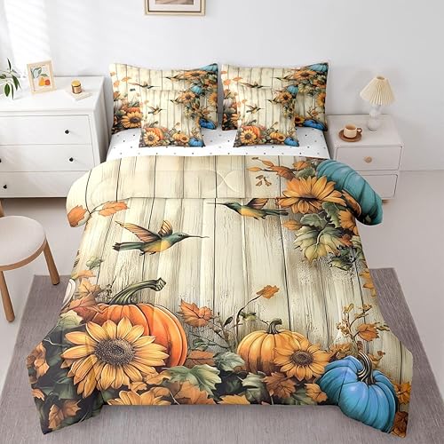 Miniatura 40 de Feelyou Juego de edredón de flores con sábanas, tamaño individual, cama de flores groovy en una bolsa, diseño de flores hippie de los años 70, juego