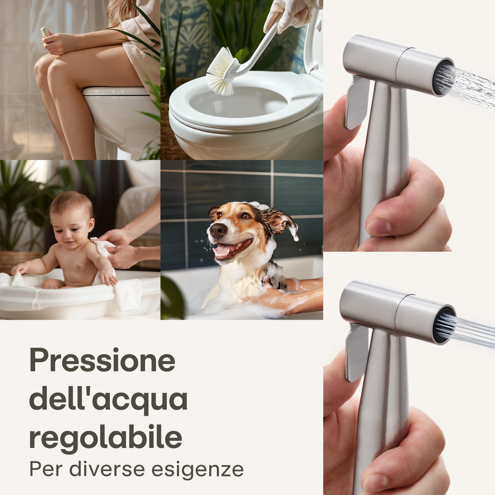 Praknu Bidet Spruzzatore con Doccetta e Supporto - Idroscopino WC in Acciaio Inox per Water e Lavabo
