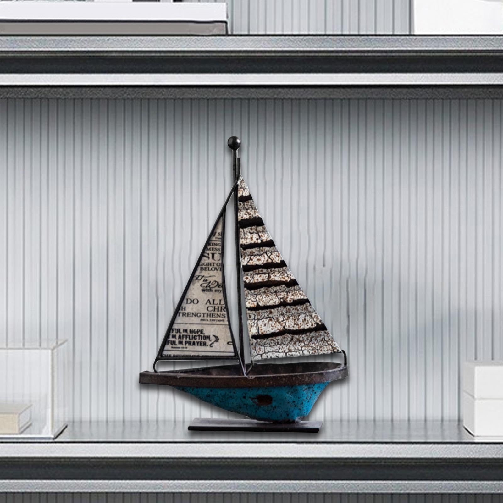 Decorazione a Forma di Barca a Vela, Decorazione in Metallo a Forma di Barca a Vela, Modello retrò di Barca a Vela Come Decorazione per caffè, Dimensioni: