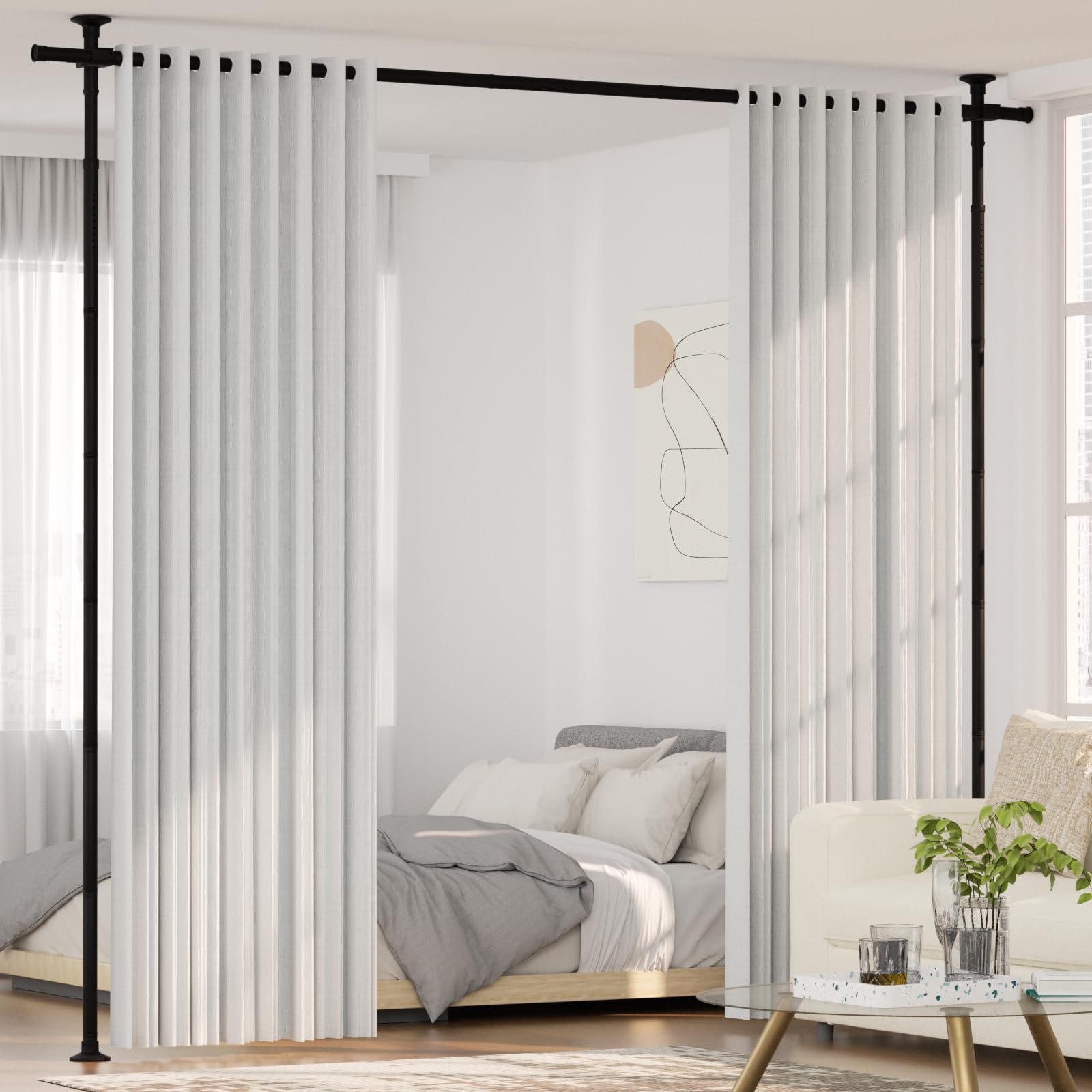 Tension Rod KELIXU Rod, No Drilling s For Room Room Divider Curtain
