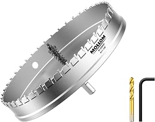 (7-7/8'' | 200mm) Heavy Duty Carbide Hole Saw with 2 Pilot Drill Bits, Hole Cutter cuts Stainless Steel, mild Steel, Iron, Copper, Brass, Plastic