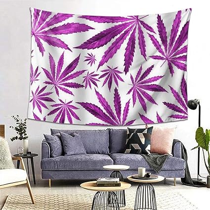 Amazon Co Jp Gukisala タペストリー 紫紫大麻葉白い背景の水彩画植物サティバマリファナ 多機能 毛布 おしゃれな壁掛け インテリア ファブリック装飾用品 モダンなアート 和風 壁掛け クールジャパン 家飾り ホーム キッチン