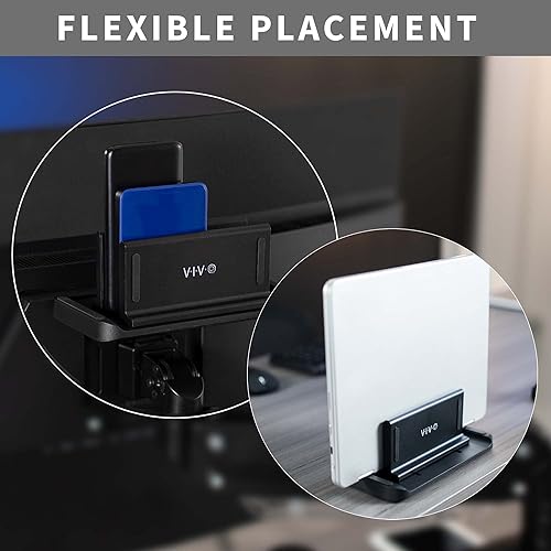 Miniatura 7 de VIVO Soporte de montaje de PC delgado multifuncional y ajustable soporte de computadora para monitor VESA soporte de escritorio independiente negro