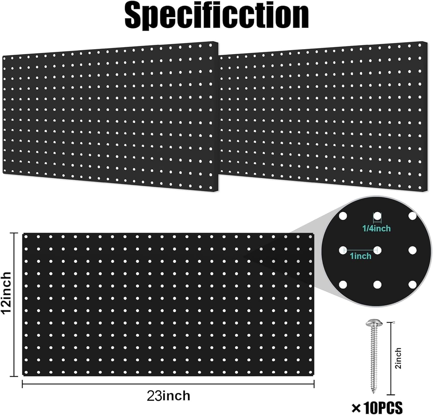 metal pegboard panels, peg board large black pegboard wall organizer peg board for walls home, garage tool storage, office organization, craft room, kitchen? 2 pack 23”×12”?