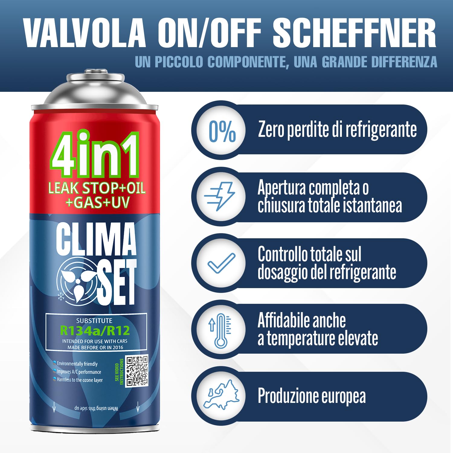 CLIMASET - Kit di ricarica per climatizzatore auto - 4 in 1 R134a + tubo flessibile + torcia elettrica - Per veicoli dal 1994 al 2016, tubo flessibile moderno e facile da usare, manometro
