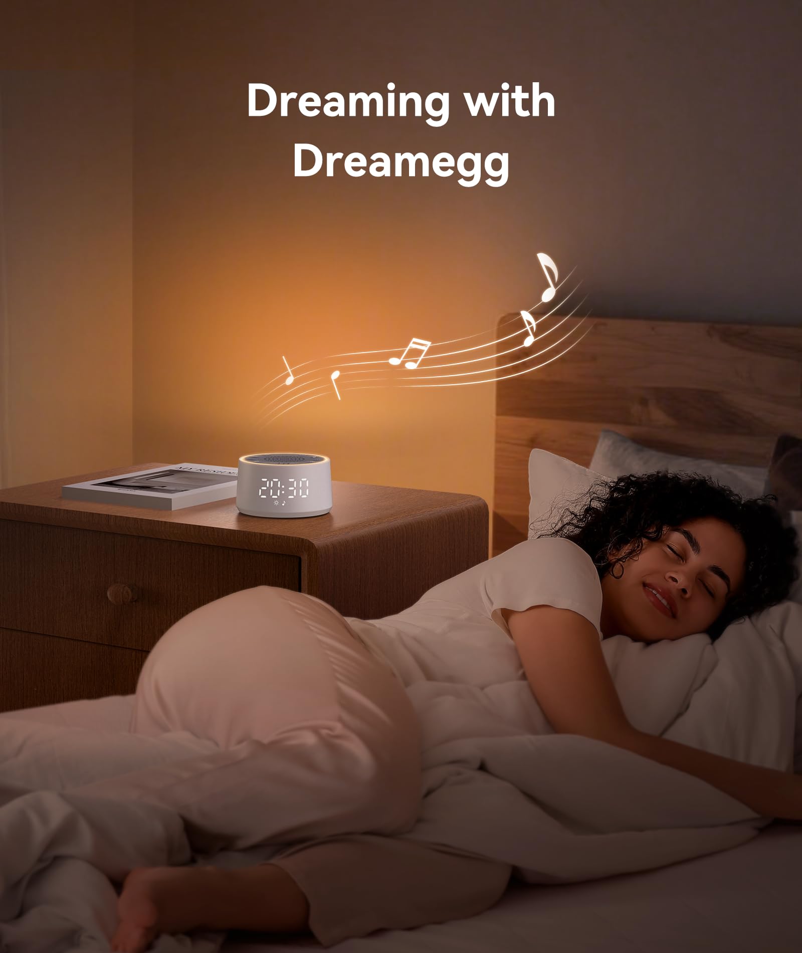 Dreamegg White Noise Machine mit Licht und Wecker, Weißes Rauschen Gerät für Erwachsene und Kinder, 25 Beruhigende Geräusche, 10 Farben Nachtlicht, Timer, Perfekt für Schlafzimmer & Kinderzimmer, USB
