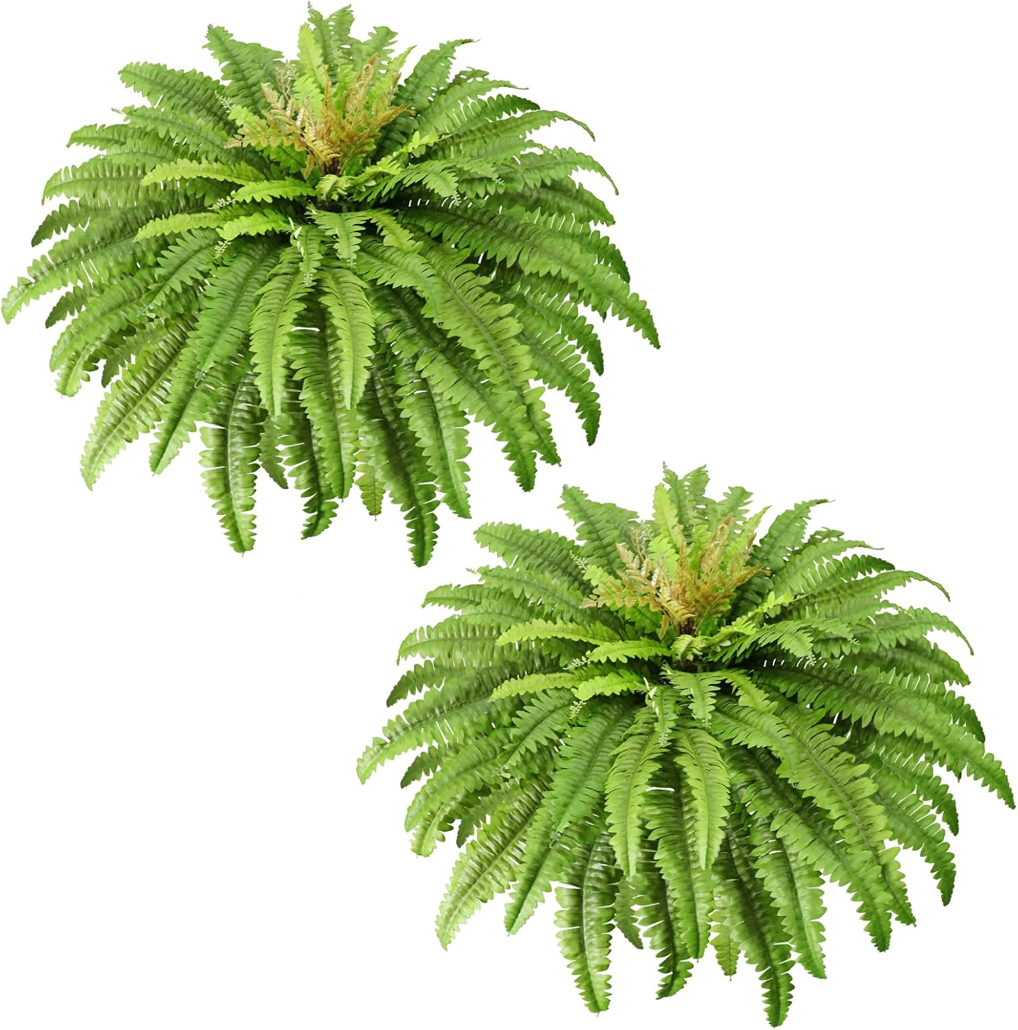 45" Fake Ferns, Set of 2 Ferns Artificial Plants Large, 63 Fronds Artificial Fern for Outdoors Each Bouquet, Suitable for Planter Garden Porch Office Decor