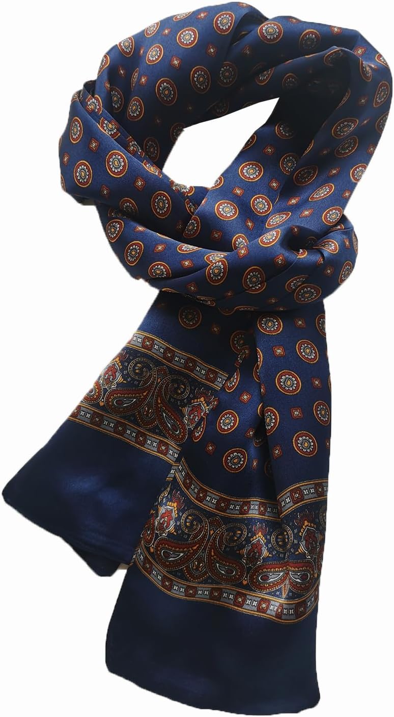 Mens 100 Silk Scarf Double Layers Fashion Wrap Neckerchief Formal Business Casual Party