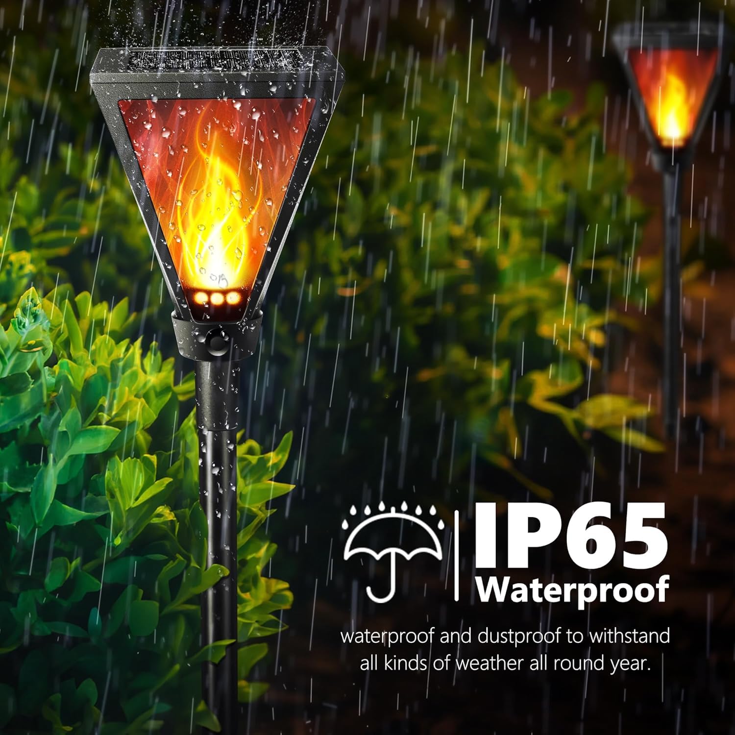 Joomer 2 Pezzi Luci Solari Esterno, 28 LED Lampade Solari da Giardino con Effetto Fiamma Tremolante Realistico, Solare Fiamma Luci 3 Alturas IP65 Impermeabile per Vialetto Prato Giardino Decorative
