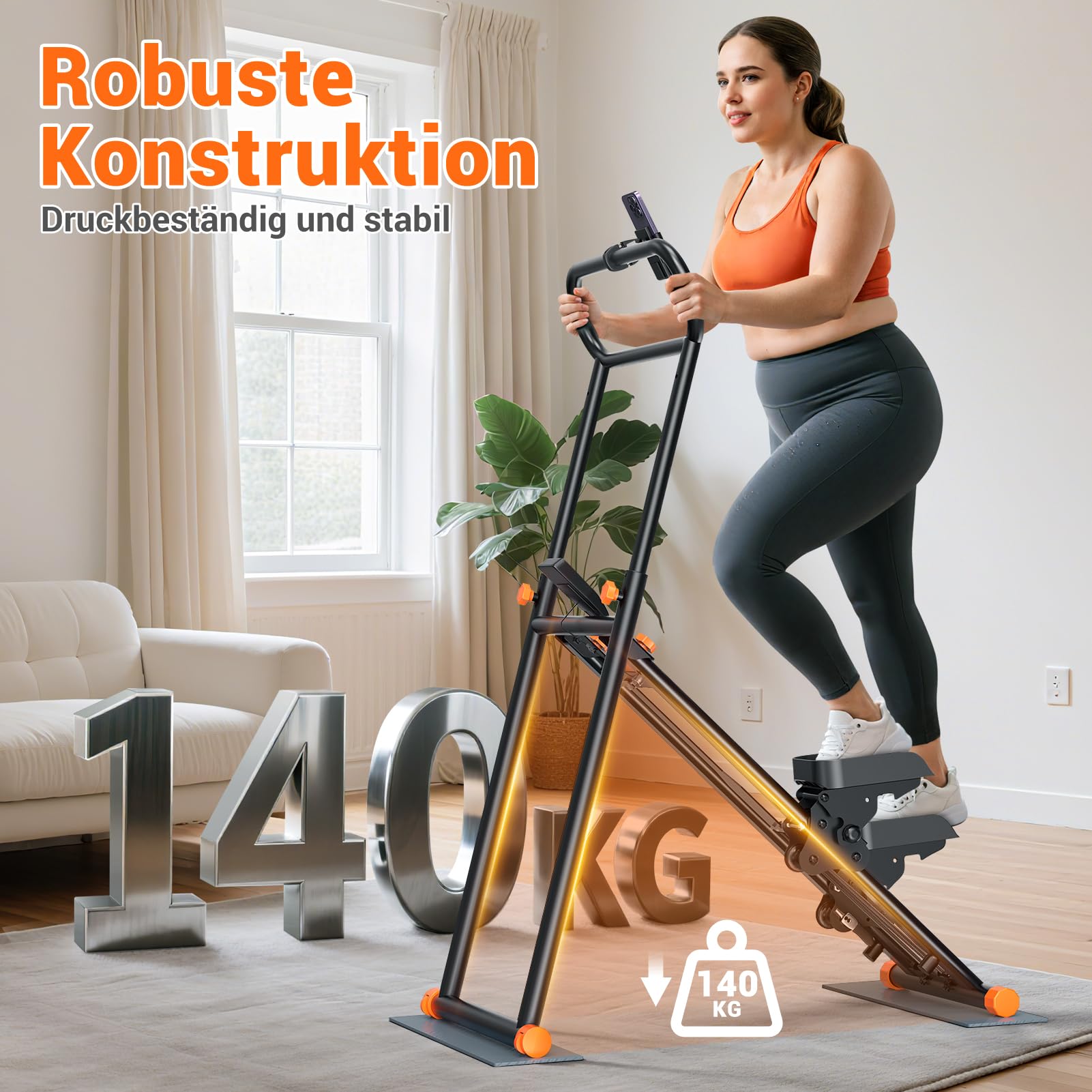 XDDIAS Stepper für Zuhause, Leises Stepper mit LCD-Display, Faltbar Climber Maschine– Alltagstaugliches Bauch Beine Po Training zum Abnehmen & Straffen, stairmaster für zuhause Home Büro Fitnessgerät