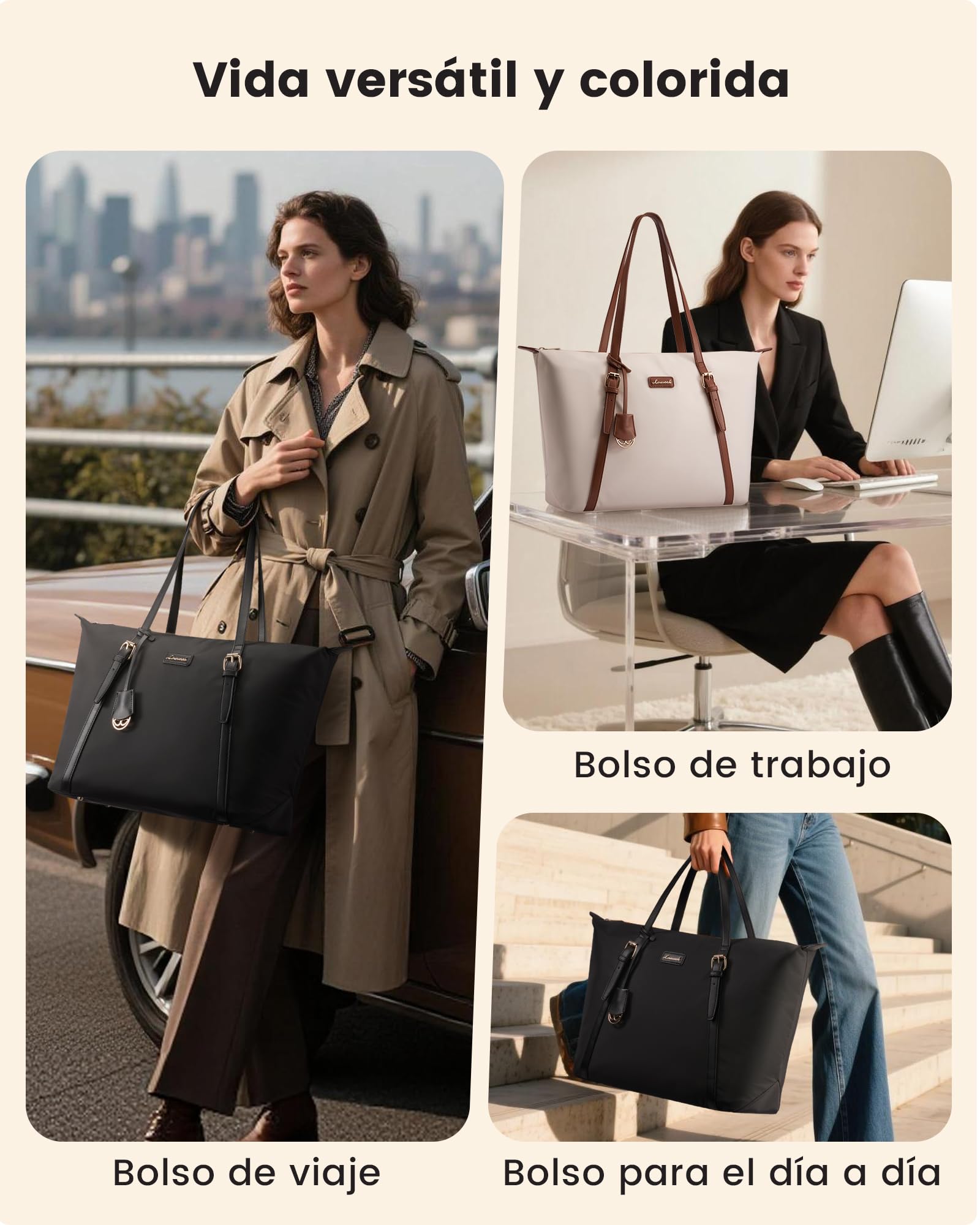 LOVEVOOK Bolso Mujer, Grande Shopper para Universitarias Uni Oficina Trabajo, Handbags for Women para 15,6pulg Ordenador Portátil, Profesora Bolsos Tote Bag Portadocumentos Bolsa de Hombro