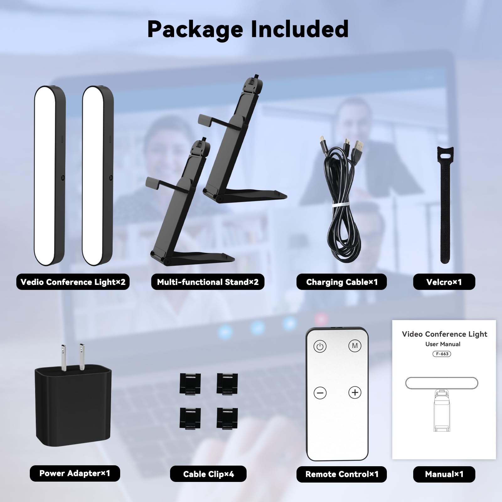 Takerers Illuminazione per videoconferenza, confezione da 2, luce per webcam con telecomando e controllo touch, 3 temperatura di colore, luminosità 10 livelli, luce zoom per computer, videochiamate,