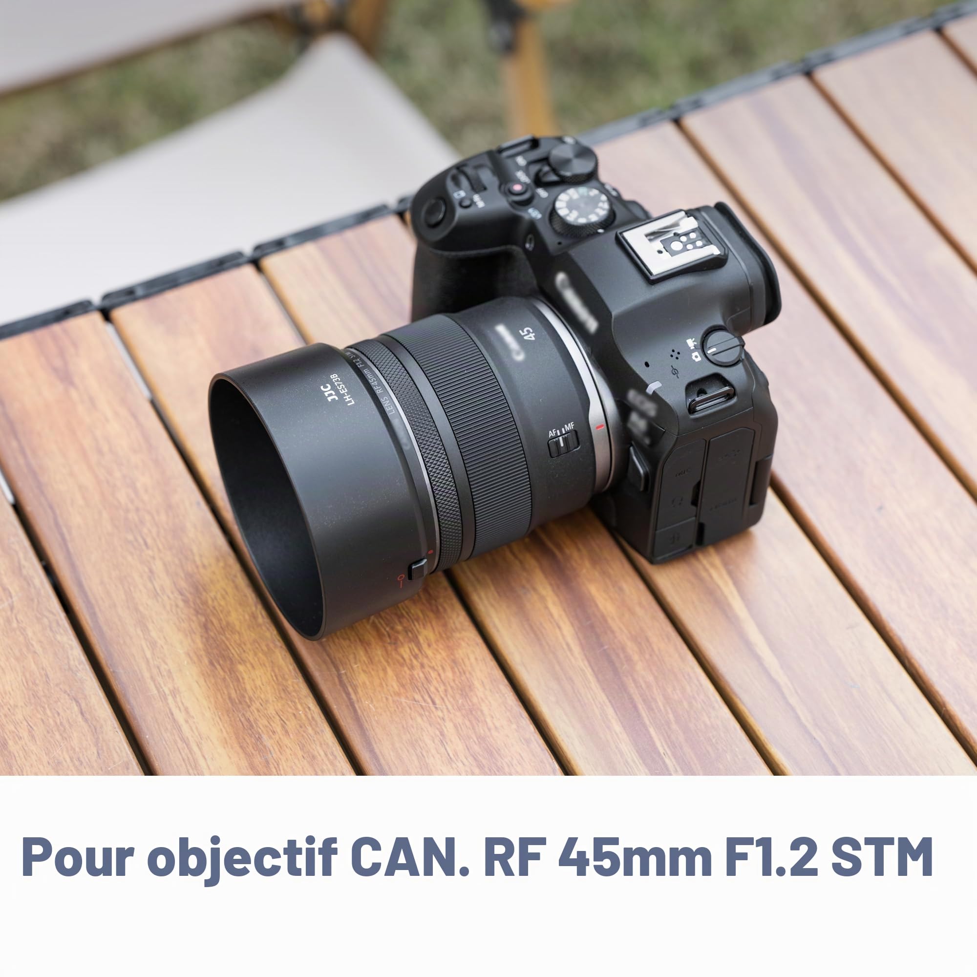 JJC ES73B Pare-soleil à baïonnette compatible avec objectif Canon RF 45 mm F1.2 STM, pare-soleil réversible remplace Canon ES-73B
