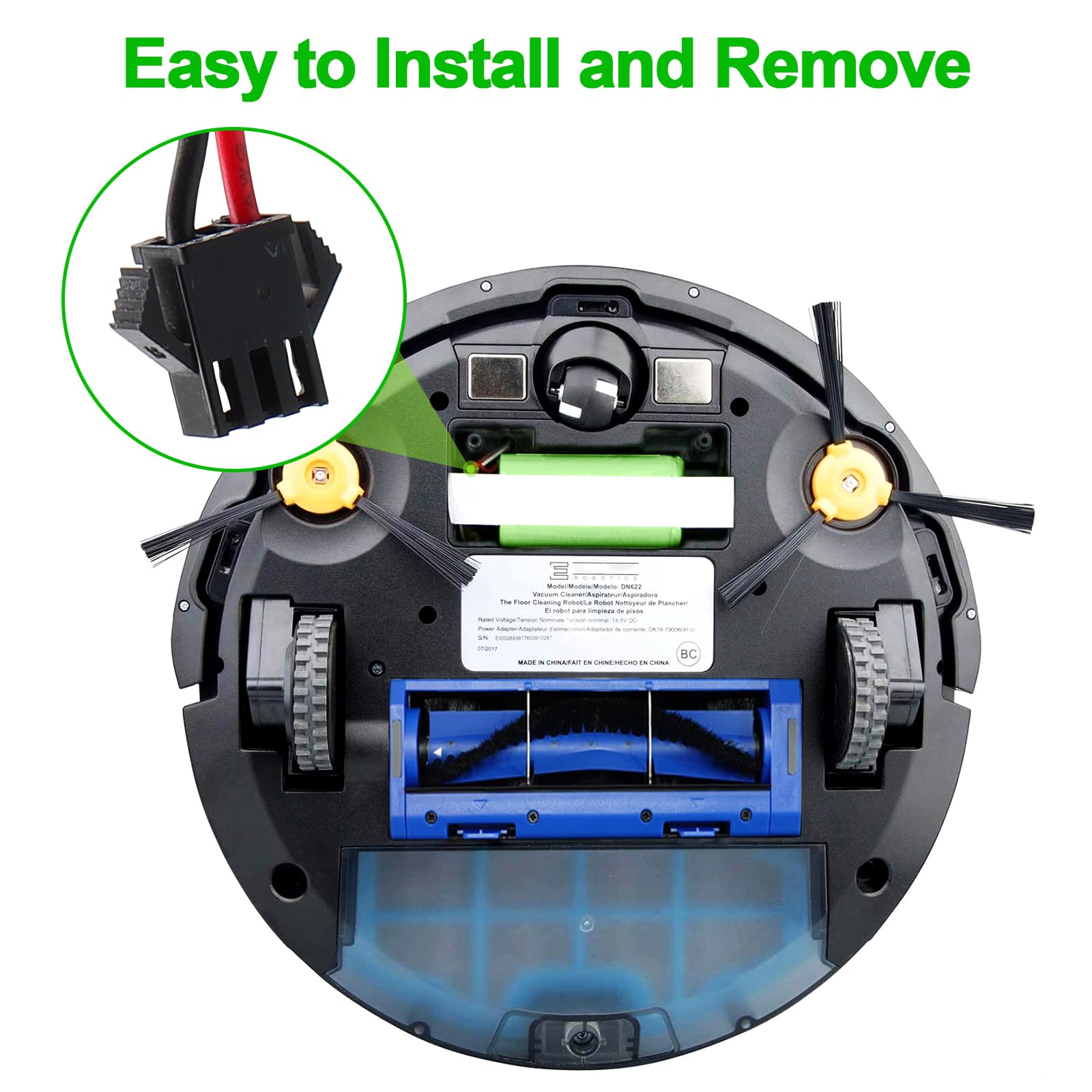 Bateria 3400 mAh, kompatybilna z Vactidy T6 T7 T8, Vactidy LS001-02, Lefant M501, Ecovac CEN330 CEN331, Cecotec Conga Slim 890 Robot odkurzający [10,8 V/37,74Wh]
