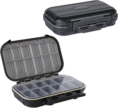 Goture Small Black Waterproof Clear Tackle Box Fixed Compartments Lure Case