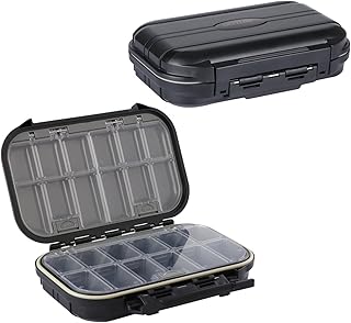 Goture Small Fishing Tackle Box Organizer with Waterproof Technology Fixed Compartments Clear Plastic Lure Bait Storage Case for Saltwater and Freshwater Anglers 6.69 x 4.33 x 1.81 Inches Black