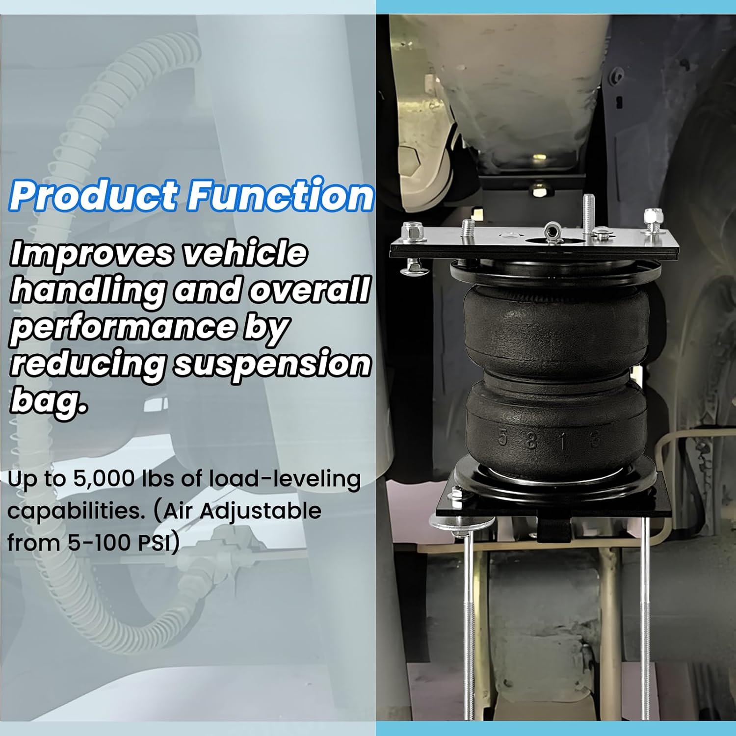 2Pcs Air Spring Bags Suspension Kit for 2014-2024 Ram 2500 2WD and 4WD Pickups Ultimate Rear Helper Bag Spring Towing 5000 lbs (7X88289)