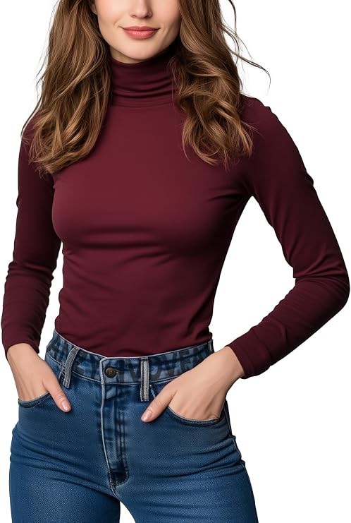 Women's Turtleneck Long Sleeve Shirts Thermal Base Layer Underwear Tops Lightweight Undershirt