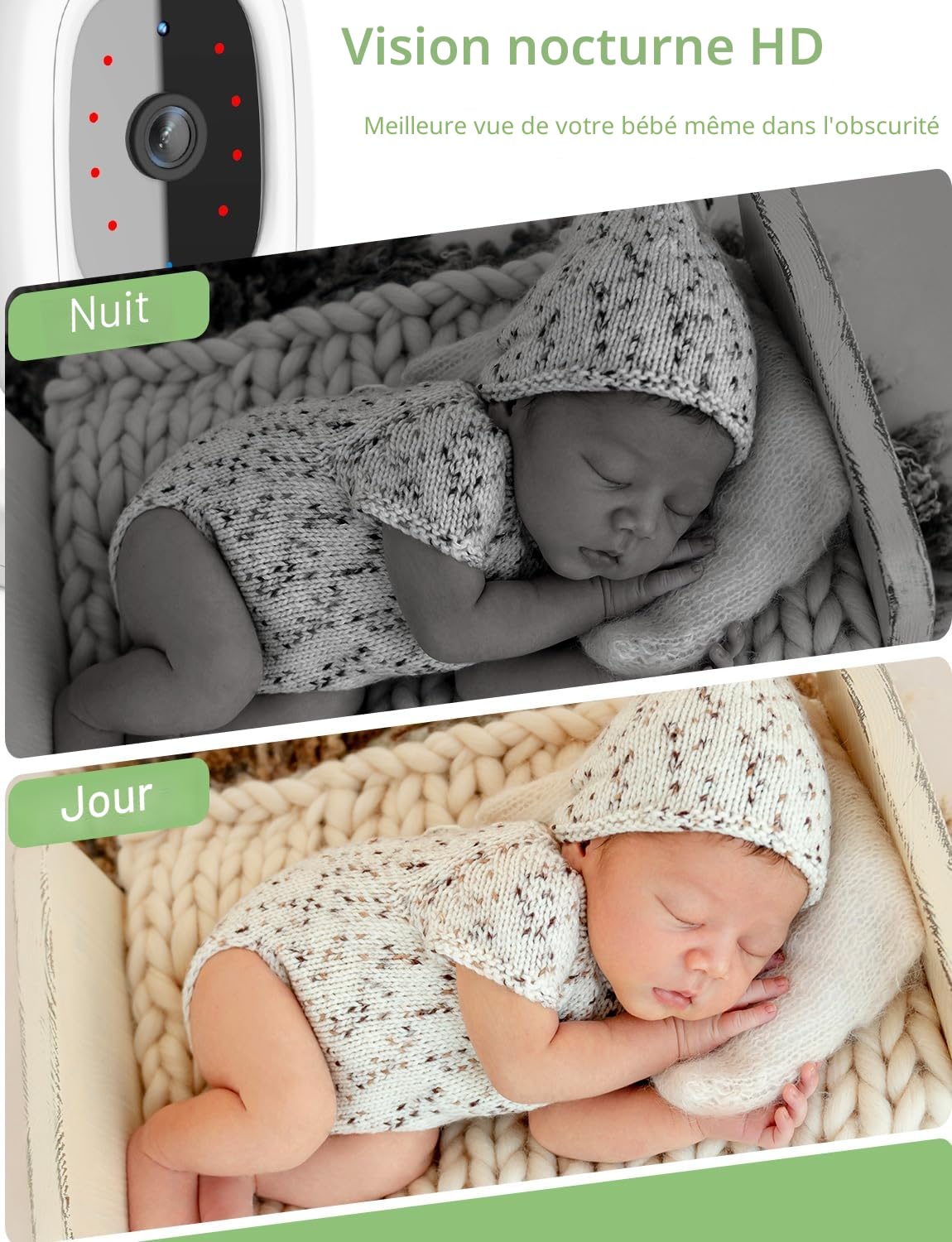 TakTark Babyphone avec caméra, 2,8" 720P HD IPS, avec portée de 1000 m, batterie de 20 heures, caméra sans Wi-Fi, VOX, conversation bidirectionnelle, vision nocturne, zoom 3 × et surveillance de la