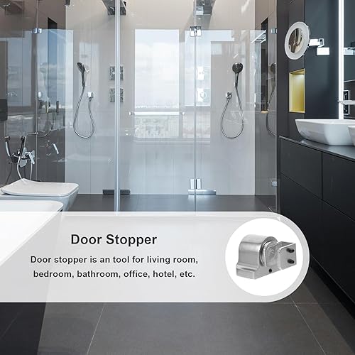 Miniatura 8 de Tope magnético para puerta, 1 juego de tope de puerta de vidrio, tope de puerta de ducha con accesorios, tope magnético para puerta