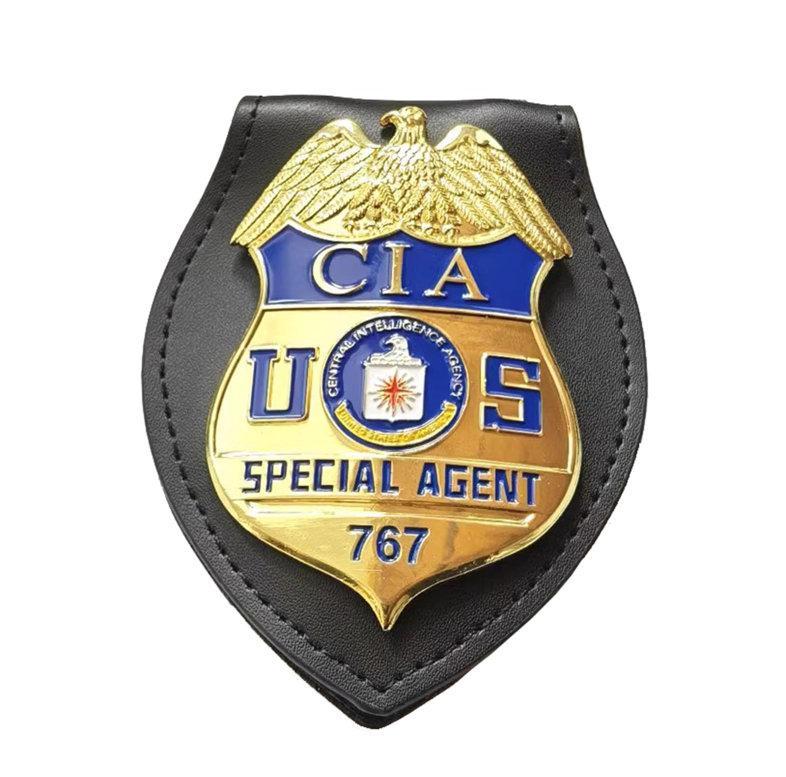 DOGOZ US CIA Special Agent 767 Badge with Inlaid Leather Case,Costume Decoration Prop