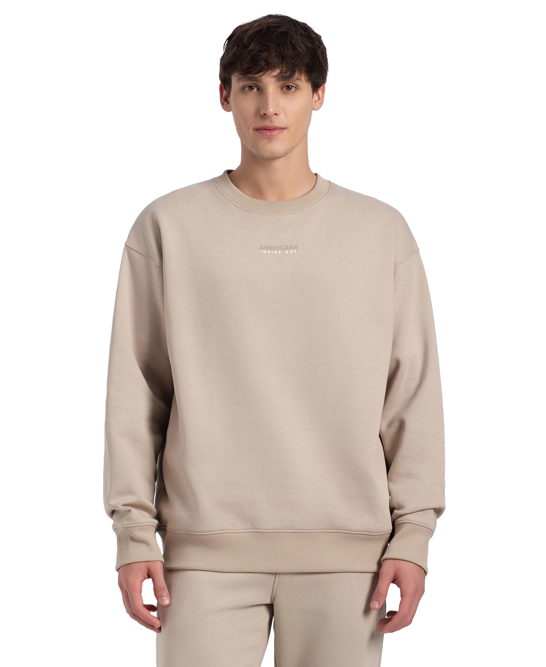 UM66 Men's Super Combed Cotton Rich Graphic Print Fleece Sweatshirt with StayWarm Technology-image-3