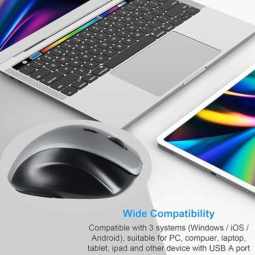 Miniatura 5 de Ratón vertical inalámbrico ergonómico, modo dual (2.4G USB + BT) 3 DPI ajustables (800-1200-1600) 6 botones verticales inalámbricos ratones ópticos