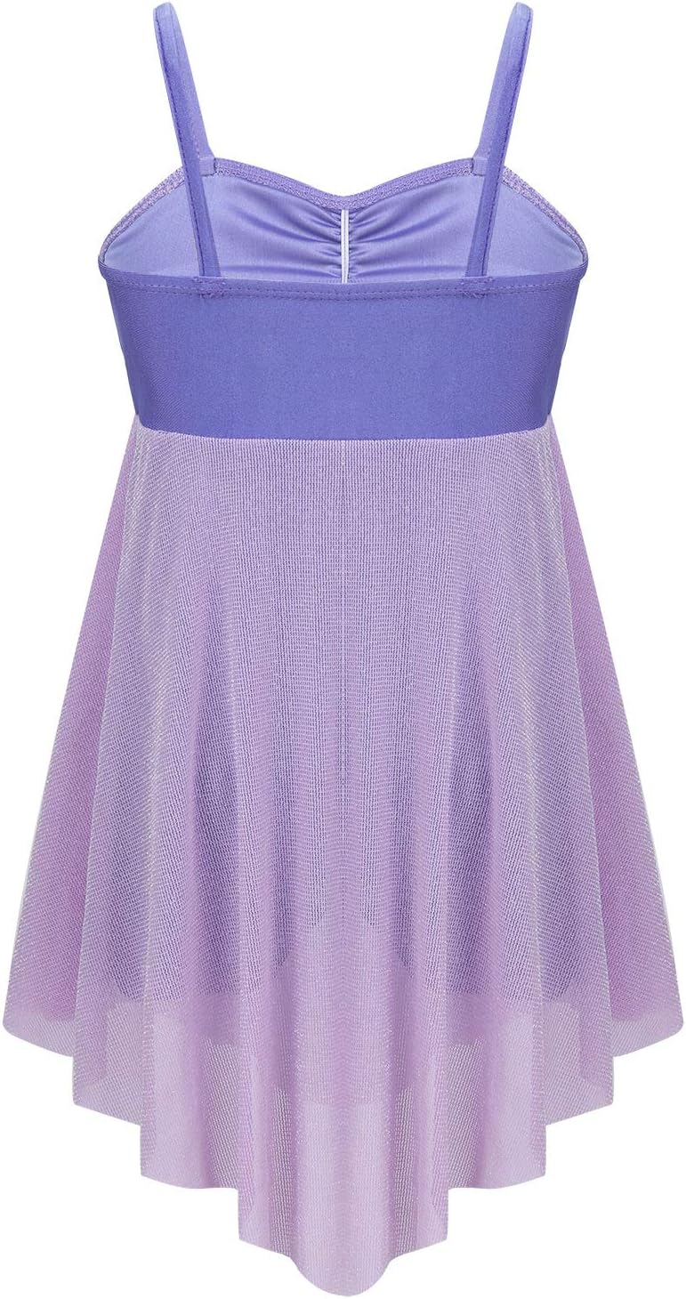 ACSUSS Kids Big Girls Camisole Leotard High Low Dance Dress Lyrical Athletic Ballet Latin Jazz Modern Dancing Dresses
