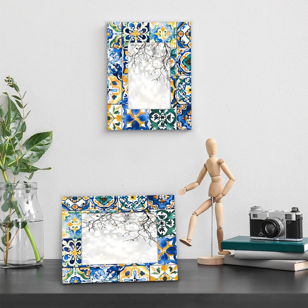 Ethnic Mexican Tile Pattern 4x6 Picture Frame, Display Photos 3.5x5.5 without Mat, Elegant Picture Frames Collage Wall Home Gallery Decor - Image 5
