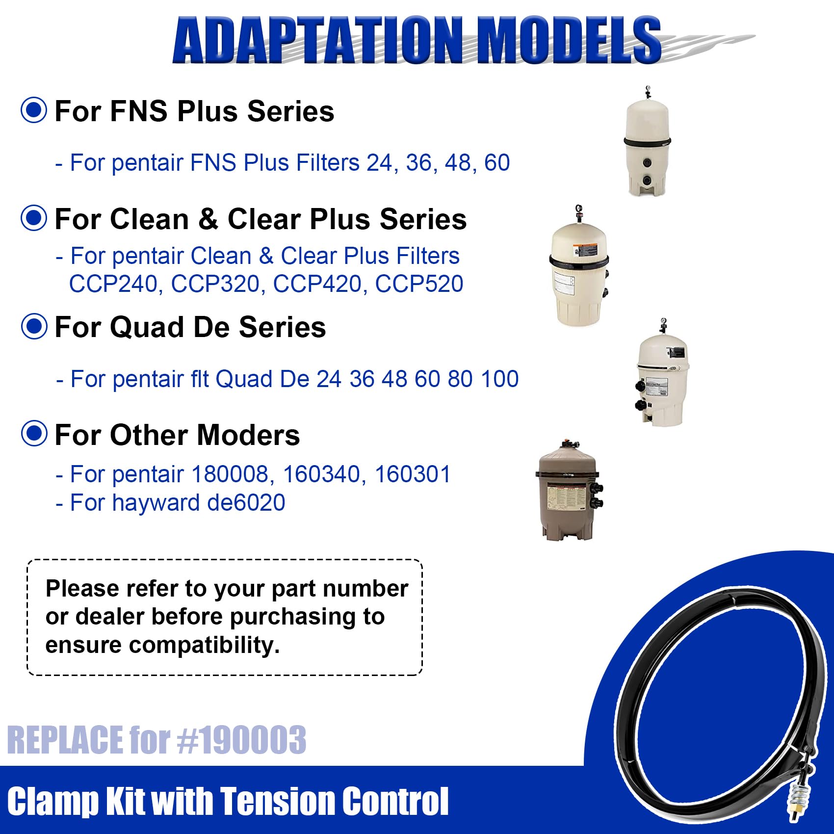 Tension Control Clamp Kit for Pentair Clean & Clear Plus Pool Spa