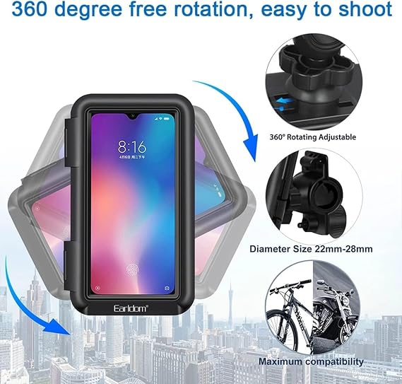 Hobimtek Eh-139 Motorcycle Phone Holder Mirror Type Waterproof Touch Rearview Mirror 4.7-7 inch Bicycle Motor
