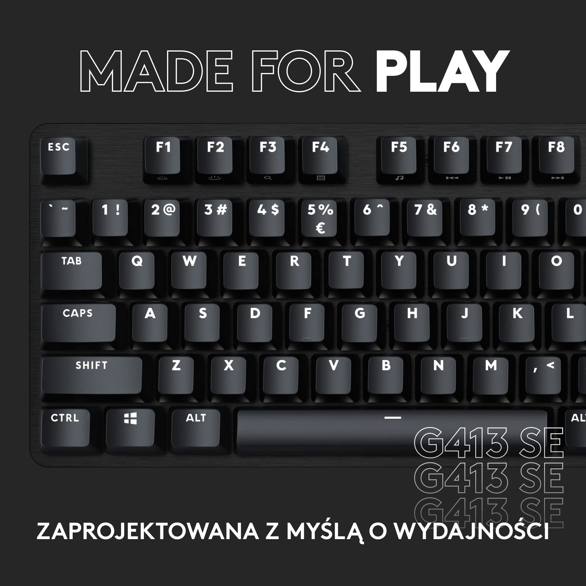 Logitech G G413 SE pełnowymiarowa, podświetlana klawiatura mechaniczna dla graczy z dotykowymi przełącznikami mechanicznymi, Anti-Ghosting, Windows/macOS, QWERTY układ US international - Czarny